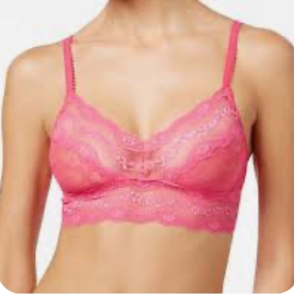 Vibrant Pink Lace Wireless Bra with Soft Cups - Picture 1 of 6